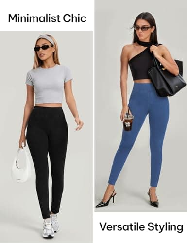 AVAMO Jeggings for Women Tummy Control Stretchy Skinny Jeans Pull On Elastic High Waisted Denim Jeans Leggings Trendy Black - Thumbnail 6