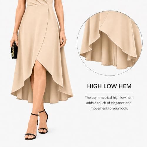 BTBII Women's Black Formal Dresses V Neck Midi Dress Church Dresses for Wedding Cocktail Party Birthday Summer - Thumbnail 5