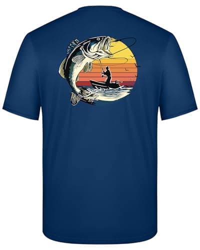 FISHEAL Men's UPF 50+ Swim Shirts, Short Sleeve Anglers Bass Fish Graphic Fishing T-Shirt, Quick Dry Sun UV Protection SPF Beach Rash Guard - Image 1