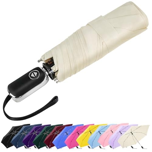 Lejorain Mini Flat Umbrella Compact - Foldable Auto Open Close Umbrellas for Purse Tiny Lightweight Strong Umbrella for Wind and Rain
