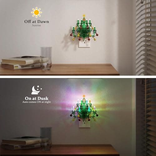JandCase Night Lights Plug into Wall, 2 Pack Christmas RGB Pendant Night Light with Flame Effect,10 Color Changing Nightlight with180° Rotatable,Dimmable Plug in Night Light for Home Holiday Decor - Thumbnail 3