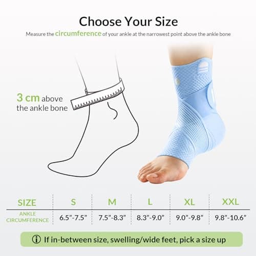 ZOELION Ankle Brace Compression Support with Removable Fishnet Strap, 3D Knit Plantar Fasciitis Relief Achilles Tendonitis Brace, Ankle Compression Sleeve for Pain Relief & Injury Healing, Blue/M - Thumbnail 6
