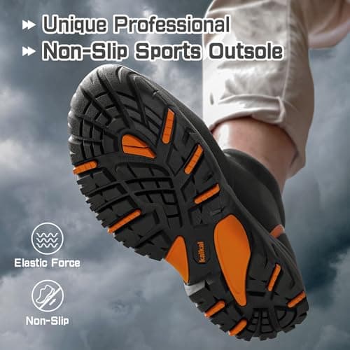 Kalkal Men's Rubber Boots, Waterproof Ankle Rain Boots, Insulated Working Booties with Comfortable Sports Sole, Outdoor Mud Boots for Yard Chore (Black,Size9) - Thumbnail 4