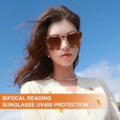 LADEESSE 3 Pack Bifocal Reader Sunglasses Women - Oversized Sun Reading Glasses Womens W/Cat Eye Vintage Outdoor Eyewear (Oversized/Black+tortois+tortois Grey, 1.25, x) - Thumbnail 2