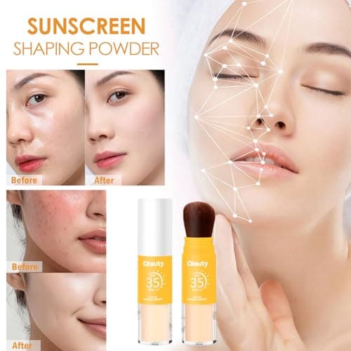 Mineral Powder Sunscreen, SPF Powder 35 Scalp Sunscreen, Brush On Powder Sunscreen for Face, Natural Setting Powder, Long Lasting Lightweight Breathable, Oil Control Natural Matte (#01 Translucent) - Thumbnail 3