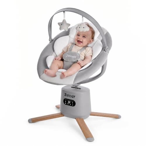 Baby Swings for Infants with 9 Modes & 8 Speeds, Electric 3D-Motion Baby Swings with APP Control, 6 Preset Lullabies, 360° Rotating Seat and Remote Control & BT Enabled, 5 Point Harness (Up to 25lbs) - Image 1