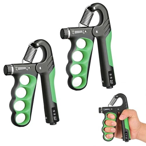 Hautrely 2PCS Hand Gripper Strengthener, 11-220LB Adjustable Resistance Grip Strength Trainer with Counter, Forearm Exerciser for Injury Recovery and Muscle Building (Green) - Image 1