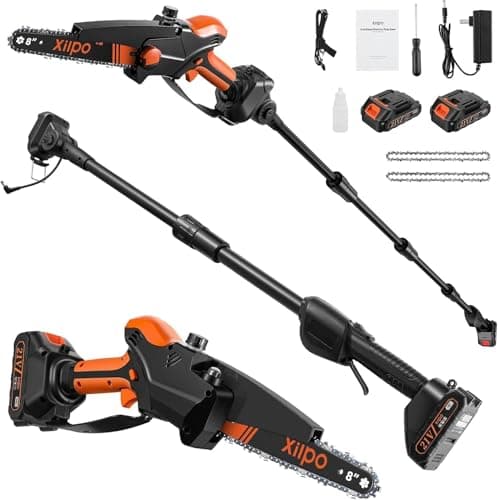 2-in-1 Cordless Electric Pole Saw & 8 Inch Mini Chainsaw, 15FT Max Reach, Adjustable Cutting Head, 2×21V Batteries, Automatic Lubrication, Tool-Free Tension Tree Trimmer Pruner for Branch Cutting - Image 1