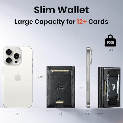 furid Genuine Leather Wallet for Men: RFID Thin Trifold Front Pocket Credit Card Holder - Slim Minimalist Wallet with Metal Plates and Cash Band - Gift for Husband Father on Anniversary Birthday - Thumbnail 6