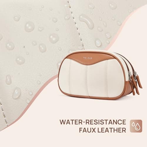 Telena Medium Makeup Bag, Travel Make Up Bag for Women, Vegan Leather Cosmetic Bag for Travel Essentials - Thumbnail 4