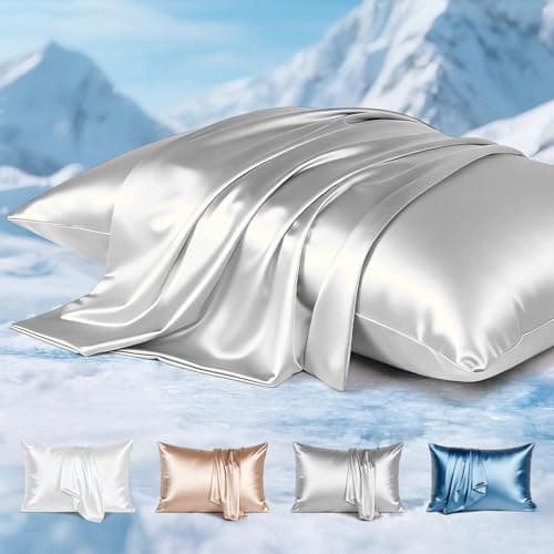 Avolare Cooling Pillow Cases Queen Size Set of 2, Arc-Chill 3.0 Cooling Pillow Cases for Hot Sleepers, Gentle on Hair and Skin, Zipper Pillow Cover, Machine Washable(Silver Gray) - Image 1