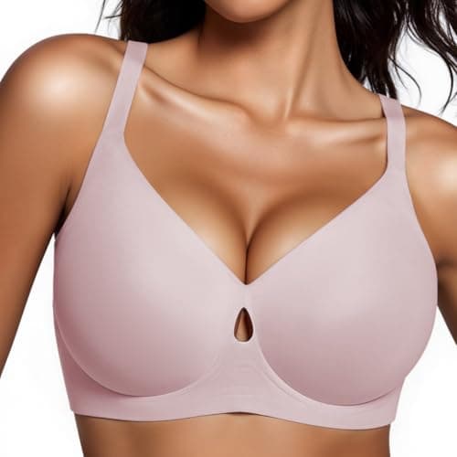 UIMERO Jelly Bras for Women Wireless Womens Bras No Underwire Supportive Comfortable Everyday Seamless Tshirt Bra Pink - Image 1