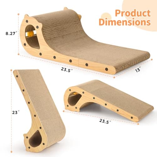ZOMISIA Cat Scratcher Bed, 2 in 1 Cardboard Scratching Board for Indoor Cats, Scratch Couch Lounge with Bell Ball Toy for Double-Sided Usability - Thumbnail 5