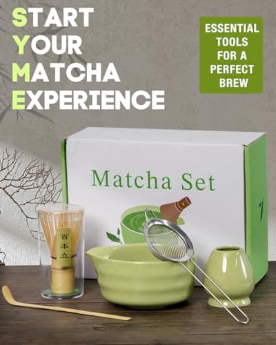 Matcha Whisk Set - 5PCS Matcha Set Includes 17OZ Chawan with Spout, Bamboo Chasen Whisk with Ceramic Holder, Matcha Scoop and Stainless Sifter, Matcha Kit for Ceremony, Gift for Matcha Lovers - Thumbnail 4