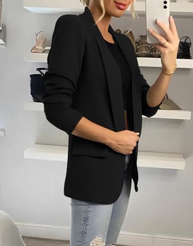 KIRUNDO Womens Blazer 2026 Spring Fall Bussiness Casual Long Sleeve Open Front Work Office Dressy Suit Jackets with Pockets(Black, XX-Large) - Thumbnail 5