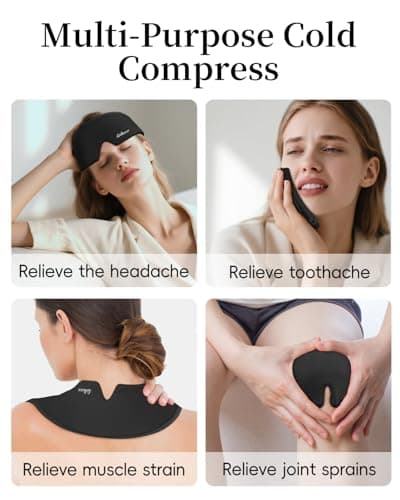 Cooling Eye Mask for Puffy Eyes, Headache and Migraine Relief Gel Eye Mask, for Headache, Puffiness, Eye Strain, Sinusitis & Post-Surgery Care – Large Soft Reusable Cold Eye Compress (Black) - Thumbnail 4