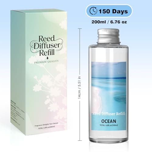 SCENTORINI Reed Diffuser Oil Refill, Ocean Diffuser Oil 6.76 Fl Oz, Natural Scented Essential Oil Refill Long Lasting Home Fragrance for Bathroom Room Spa Aromatherapy Hotel Decor - Thumbnail 3