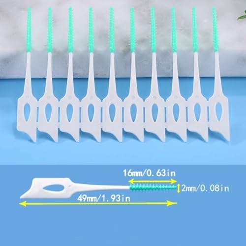 Maoerdental 300 Pieces Dual-Use Interdental Brushes Soft Silicone, Disposable Dental Picks,Premium Dental Floss Picks for Effective Teeth Cleaning(300PCS Orange) - Thumbnail 3