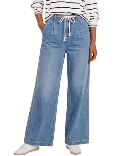 ANRABESS Womens Wide Leg Jeans High Waisted Trendy Drawstring Denim Pants Casual Relaxed Fit Trouser with Pockets Light Blue XX-Large - Image 1