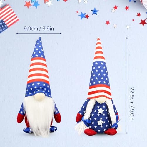 4th of July Decorations - Memorial Day Decorations - 250th Anniversary Patriotic USA Gnomes for Home - Fourth of July for Office, Indoor - 250 Years America Red White Blue Figurines Merchandise - Thumbnail 2
