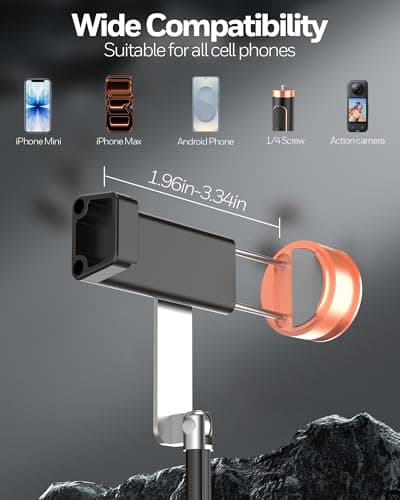 Kinwald Selfie Stick Tripod for iPhone & Android – Portable Phone Tripod Stand with Bluetooth Remote, One-Click Open, Compact & Lightweight for Vlogging, Travel & Everyday Use (Black) - Thumbnail 2