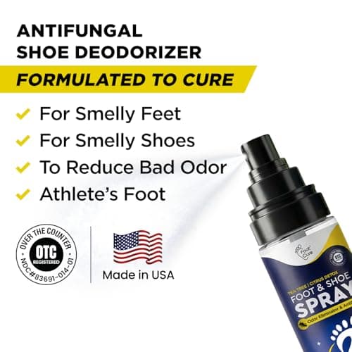 Foot Cure Shoe Deodorizer Spray - Tea Tree & Citrus Shoe Deodorizer for Smelly Feet, Athletes Foot Spray Odor Eliminator and Sweat Control | Removes, Controls & Prevents Odors - 120ml Made in USA - Thumbnail 2