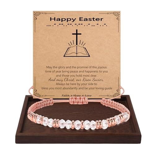 Btysun Easter Basket Stuffers, Easter Gifts Morse Code Bracelets for Women Adjustable Braided Bracelets Christian Gifts Faith Religious Baptism Gift for Her Birthday Christmas Jewelry - Image 1