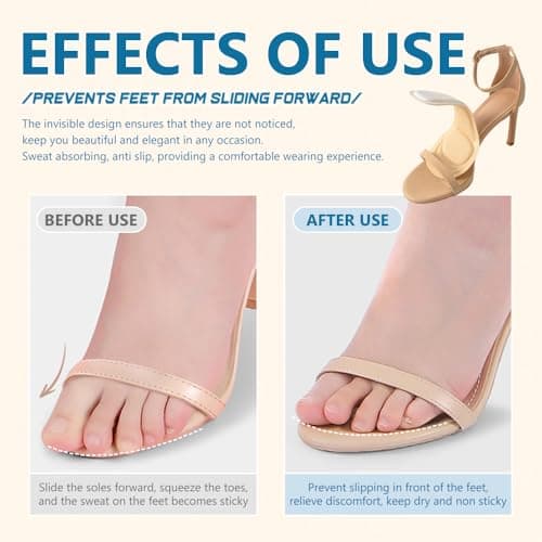 XINIFOOT 4 Pairs High Heel Inserts Women, 3/4 Length Women Thin Shoe Insoles for High Heels, Pumps, Open Toes, Flats, and Sandals, Cushion for Heel and Ball of The Foot, Shock Absorption (Beige) - Thumbnail 5