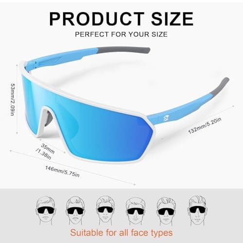 suoso Sports Cycling Sunglasses for Men: UV400 Protection Wrap Around Sun Glasses for Women Running Baseball Bike TR90 - Thumbnail 4