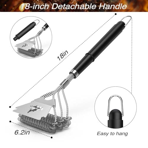 TNTOR Bristle Free Grill Brush with Scraper, 18" Adjustable Handle BBQ Grill Brush for Outdoor Grill, Extra Strong Grill Cleaning Accessories for Grill/Smoker/Gas/Charcoal, Grill Gifts for Men/Dad - Thumbnail 2