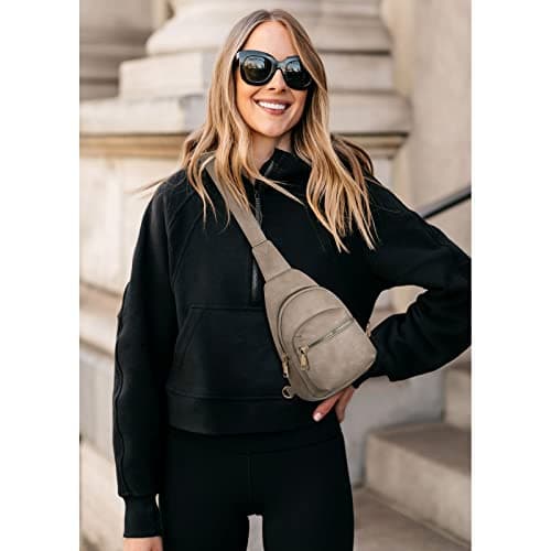 CLUCI Small Sling Bag for Women, Leather Crossbody Fanny Packs Trendy, Women's Chest Bag - Thumbnail 2