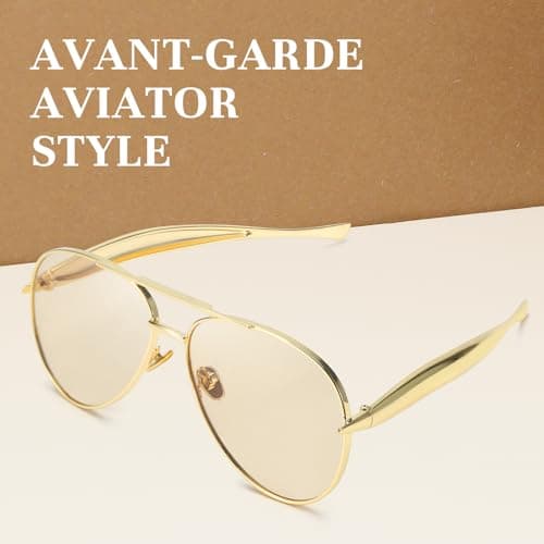 DreamCalf 2 Pack Gold Aviator Sunglasses for Women Polarized Trendy Designer Sun Glasses Metal Temples 2025 Fashion Shades - Thumbnail 6