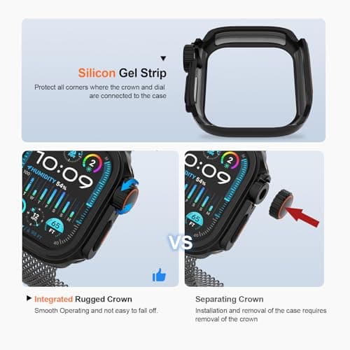 SDOCEBF 2 in 1 Metal Alloy Case for Apple Watch Series 11/10 46mm, Rugged Aluminum Bumper with Back Cover, Shockproof Protective Apple Watch 10 46 mm Metal Cover, Black - Thumbnail 4