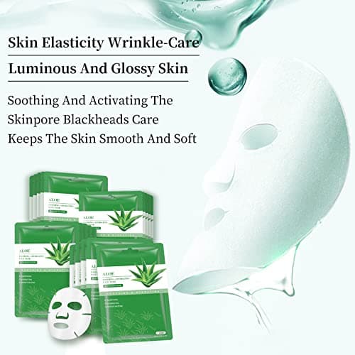 YAFUSIPE Face Masks Skincare Sheet Mask Aloe Vera Sheets Mask, Hydrating Face Masks Soothing Facial Mask for All SkinTypes Sun Care, Facial Masks for Women Skin Care Sheet Masks for Face Pack of 10 - Thumbnail 4