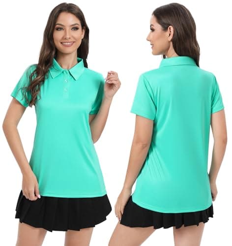 Ullnoy Women Soft Polo Shirts Short Sleeve Dry Fit Golf Shirt for Women Moisture Wicking Athletic Polo Tee 3 Pack Black/Azure/Rose S - Thumbnail 2