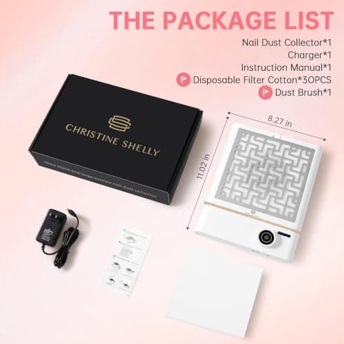 CHRISTINE SHELLY Nail Dust Collector, Bling Diamond Cordless Rechargeable 5000RPM Vacuum Nail Tech Fan Extractor, Professional Nail Duster Suction, Low Noise, Salon&Home - Thumbnail 2