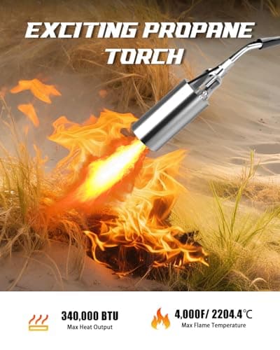 Propane Torch Weed Burner Heavy Duty, 340,000 BTU Propane Weed Burner with 12FT Hose, Weed Burner Torch with Self Igniting Turbo Trigger, 2 Extension Modes for Weeding, Roofing, Ice Melting, BBQ - Thumbnail 4