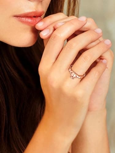 Bestyle Rose Gold Vermeil Silver Claddagh Rings for Women Sterlling Silver Band Ring Stacking Ring, Dianty Cute Simple Ring, Irish Celtic Love Ring Wedding Band for Couples, Size 8 - Thumbnail 4