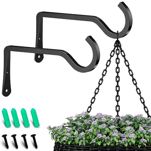 2 Pcs Wall Plant Hanger 6 inch – Indoor Hook easy Installation for Hanging Lanterns, Flower Baskets, Planters & Outdoor Decor - Durable Metal Alloy Plant Wall Hooks, Anti-Corrosion & Elegant Design - Image 1