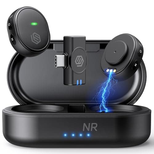 2-Pack Wireless Microphone for iPhone/Android/iPad, 3-Level AI Noise Canceling USB-C Clip-on Mic with Charging Case, Lightning, Mini Lavalier Microphones for Vlogging, Recording, YouTube, TikTok - Image 1