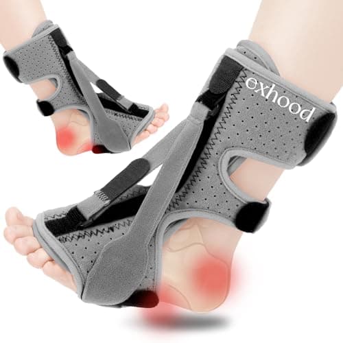 exhood 2PCS Upgraded Plantar Fasciitis Night Splint, 3 Adjustable Straps Plantar Fasciitis Relief Braces for Achilles Tendonitis, Foot Drop & Heel Spur Pain Relief Day & Night (Elephant Grey) - Image 1