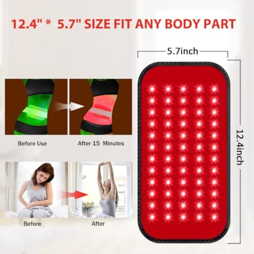 Red Light Therapy for Body, 660nm 850nm Infrared Light Therapy Pad, Wearable Wrap with Timer Remote Control for Back Shoulder Waist Knee, Infrared Light Device Home Use, 12.4'' x 5.7'' Large Area - Thumbnail 3