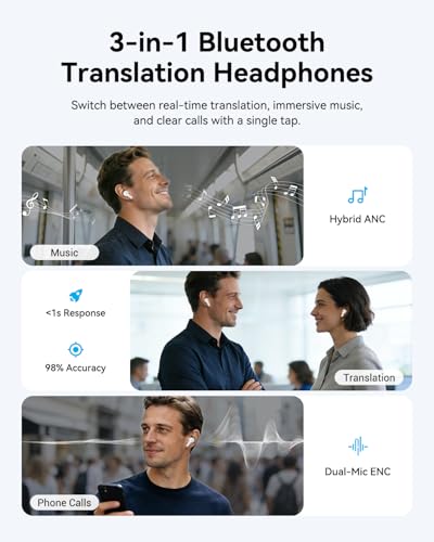Wooask M3 3 in 1 Translation Earbuds, 144 Languages Translator Earbuds Real Time, Offline Translator Headphones No Subscription for Global Travel & Off-Grid Exploration - Thumbnail 2