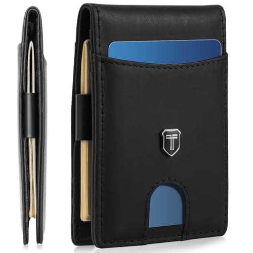 Gostwo Slim Wallet for Men, Minimalist Money Clip Card Wallet, RFID Blocking Bifold Mens Wallet, Front Pocket Credit Card Holder with ID Window, Gifts for Him, Black - Image 1