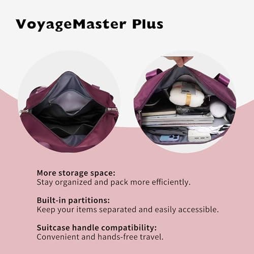 NiceUU Travel Rolling Duffel Bag with Removable Wheels,Expandable Foldable Carry-On Luggage for Trip Hospitalization,Duffle Bag for Travel, Sports,Shopping Fitness & Workout (purple) - Thumbnail 5