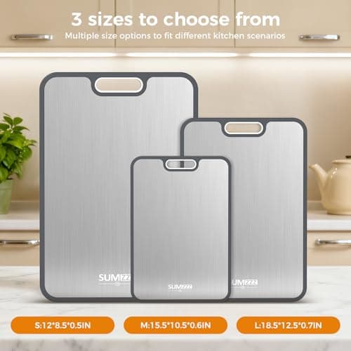 Titanium Cutting Board, Double Sided Food Grade Pure Titanium/PP, Cutting Board for Kitchen, Easy to Clean Large Size [18”*12.5”+15.5”*10.5”+12”*8.5”] - Thumbnail 5