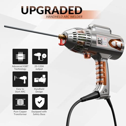 Handheld ARC Stick Welder 140A 110V,lightweight Portable inverter handheld welder Gun capable of DC Stick for Hobby DIY Projects Home Use. Arc force and Anti-Stick With Welding Tools - Thumbnail 4