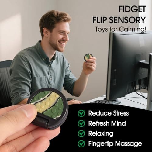 Fidget Toys Adults, Sensory Toys for Kids with Autism, Anxiety Relief Items for ADHD Stress Relief, Fun Fidgets for Teens Textured & Flip Slider - Treasure Box Toys for Classroom (1pc-Camo) - Thumbnail 6