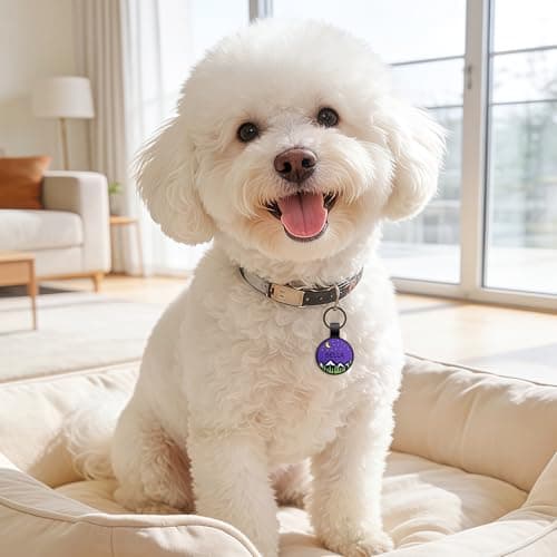 GiSUREY Silicone Dog Tags Personalized for Pets - Silent Dog Cat Name Tag with Deeply Engraved - Soft Pet ID Tags for Collars with Art Design Pattern (Round) - Thumbnail 2