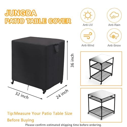 Jungda Outdoor Table Cover for Ooni Medium Modular Table,32 Inch Waterproof Outdoor Kitchen Pizza Oven Table Cover,Patio Grill Cart Covers Dustproof,Sunproof - 32 x 24 x 35 Inch - Thumbnail 2